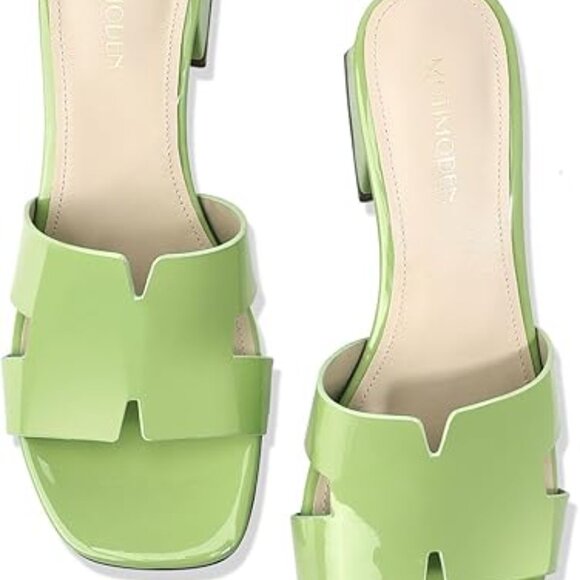 Women's Chunky Square Open Toe Low Block Kitten Heels - Picture 5 of 7